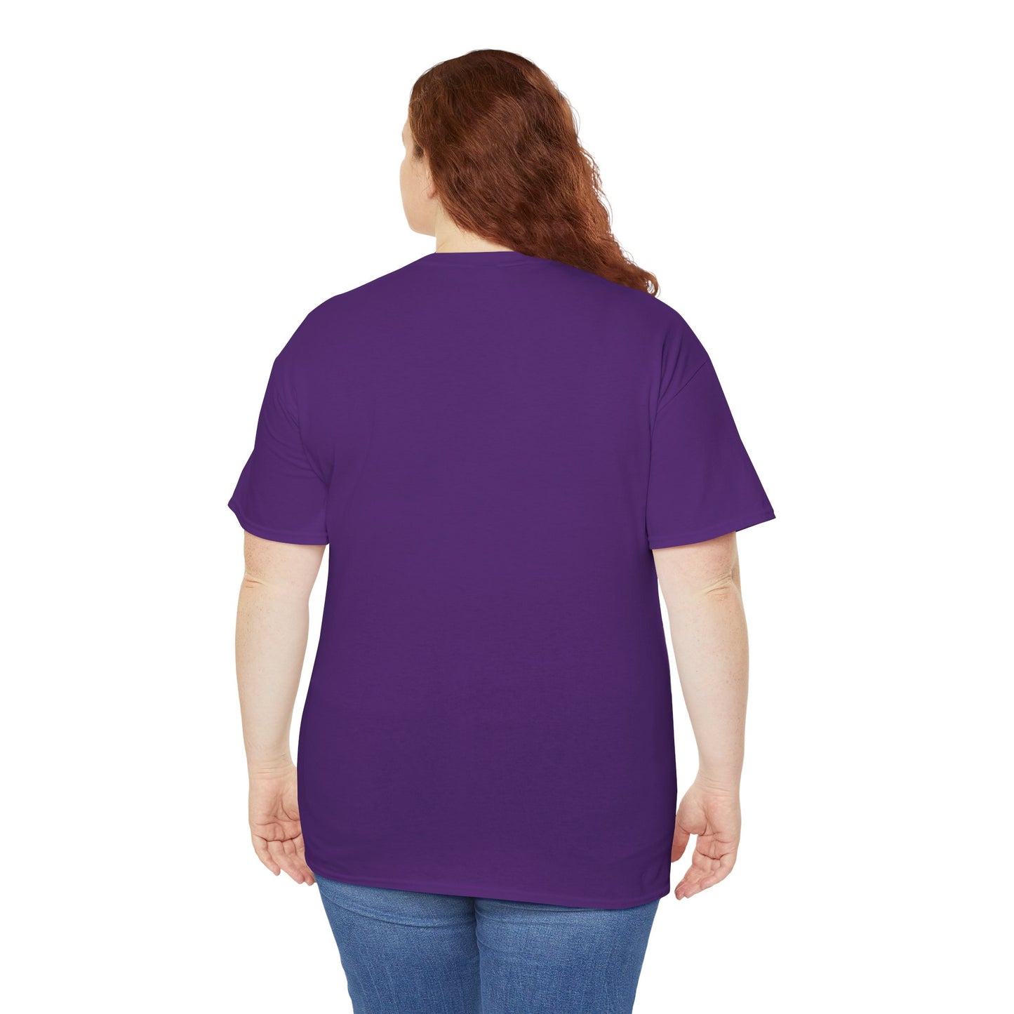Back view of a purple t-shirt, perfect as funny graphic t-shirts for gifts
