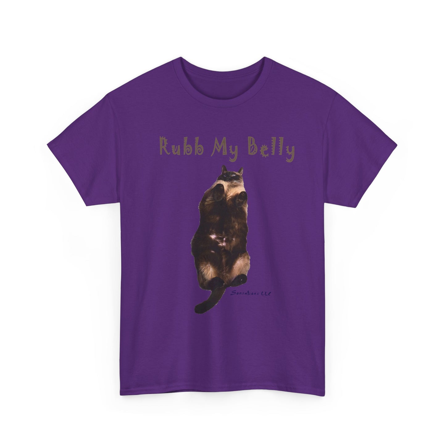 Purple funny graphic t-shirt with a cat design, perfect for gifts and humor lovers