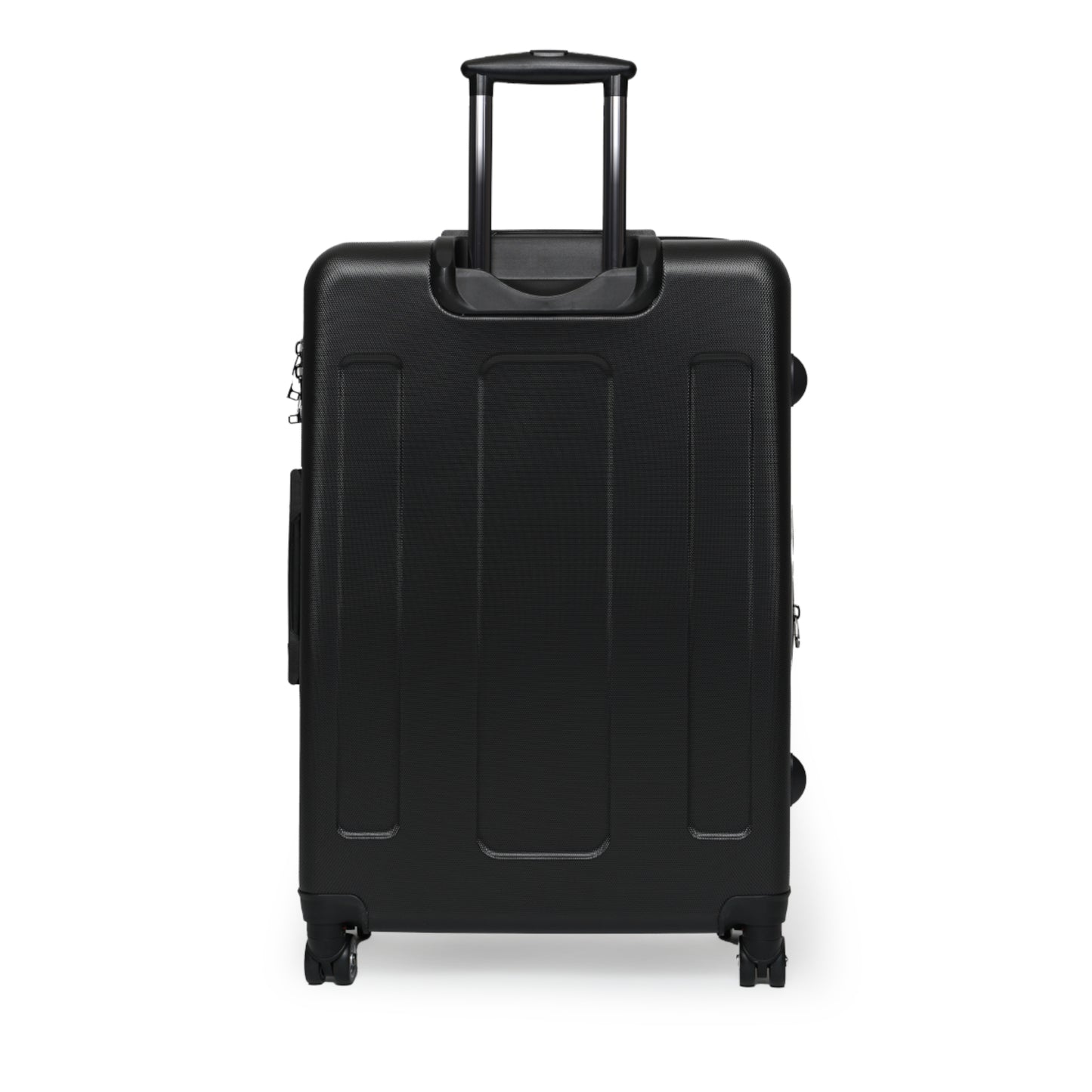 Black suitcase travel luggage with durable design and extendable handle, perfect for stylish journeys