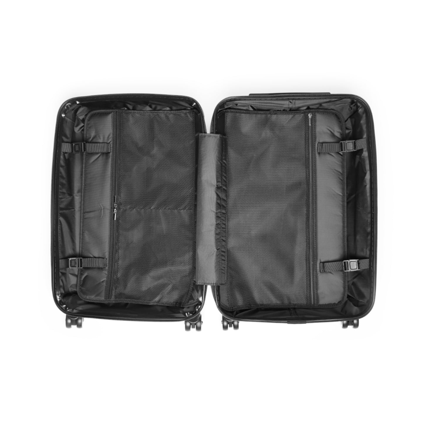 Interior view of a nautical design suitcase travel luggage with compartments for organization