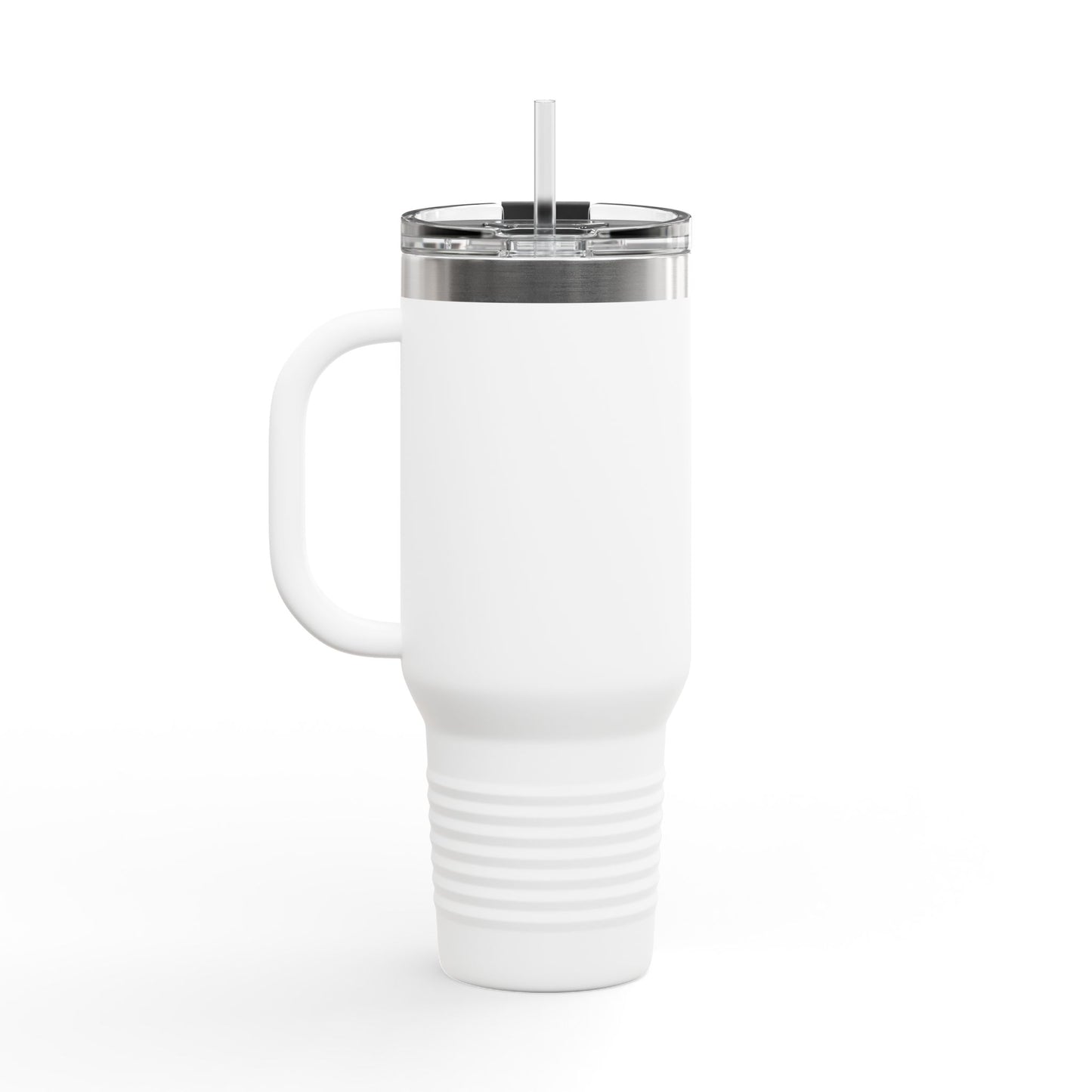 White I Love You More travel mug with a stainless steel lid and reusable straw for on-the-go drinks