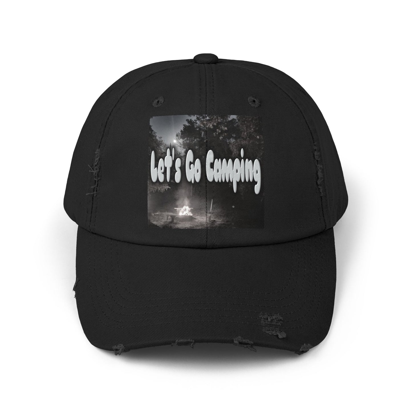 Let's Go Camping - Unisex Distressed Cap