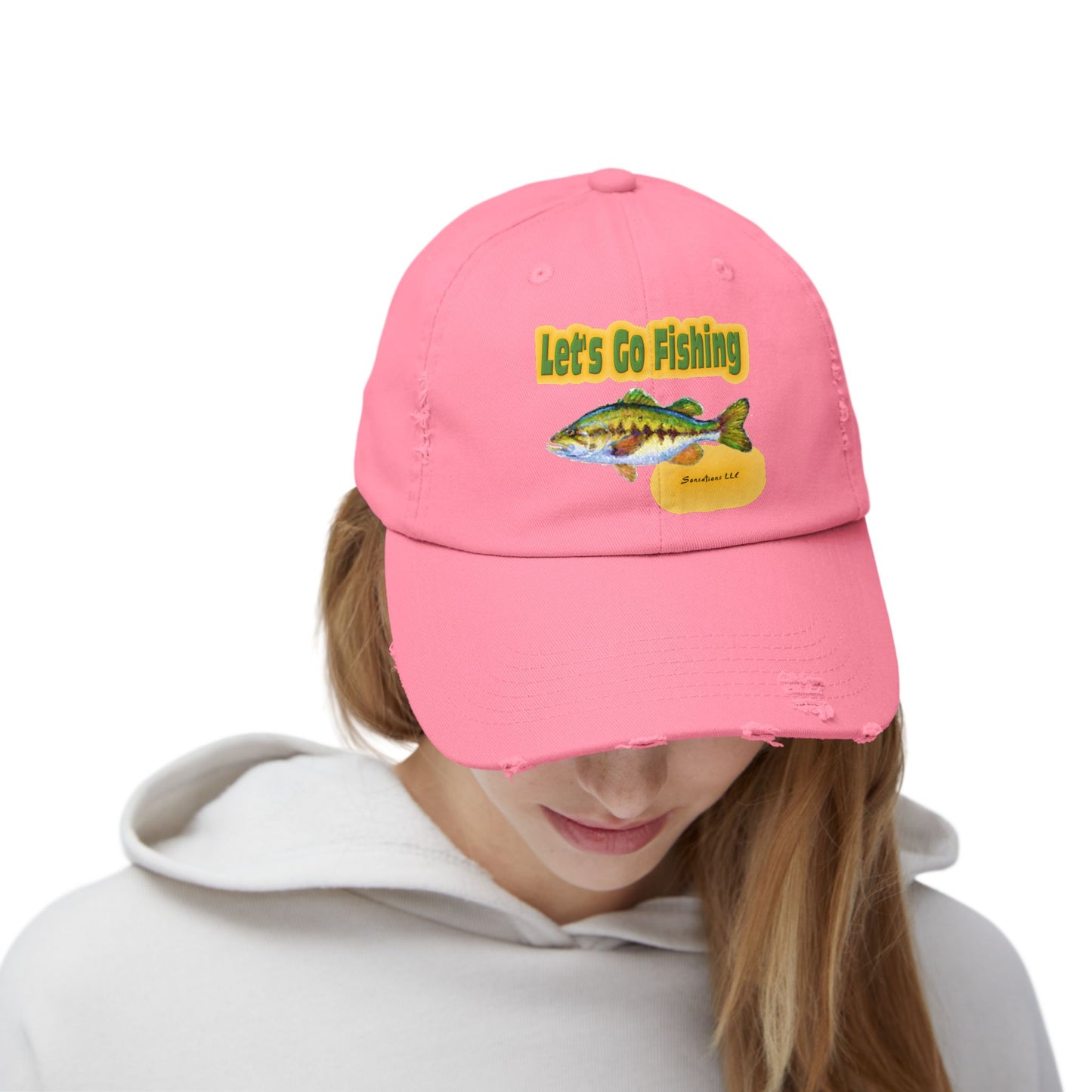 Let's Go Fishing - Unisex Distressed Cap