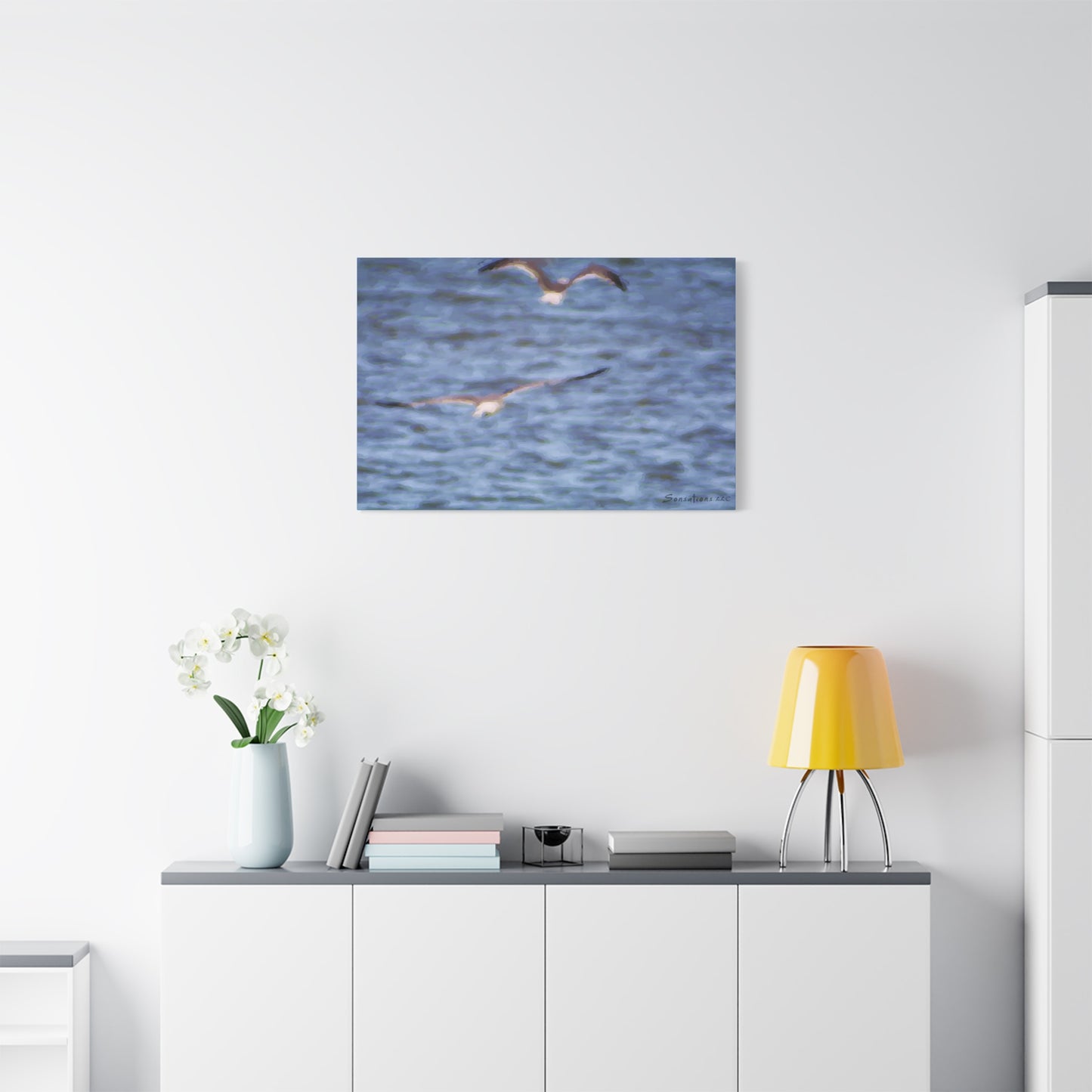 Two Gulls (pastel) - Matte Canvas, Stretched, 1.25"