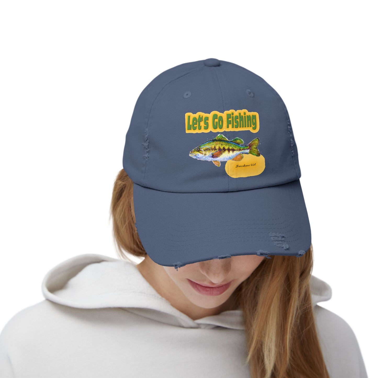 Let's Go Fishing - Unisex Distressed Cap