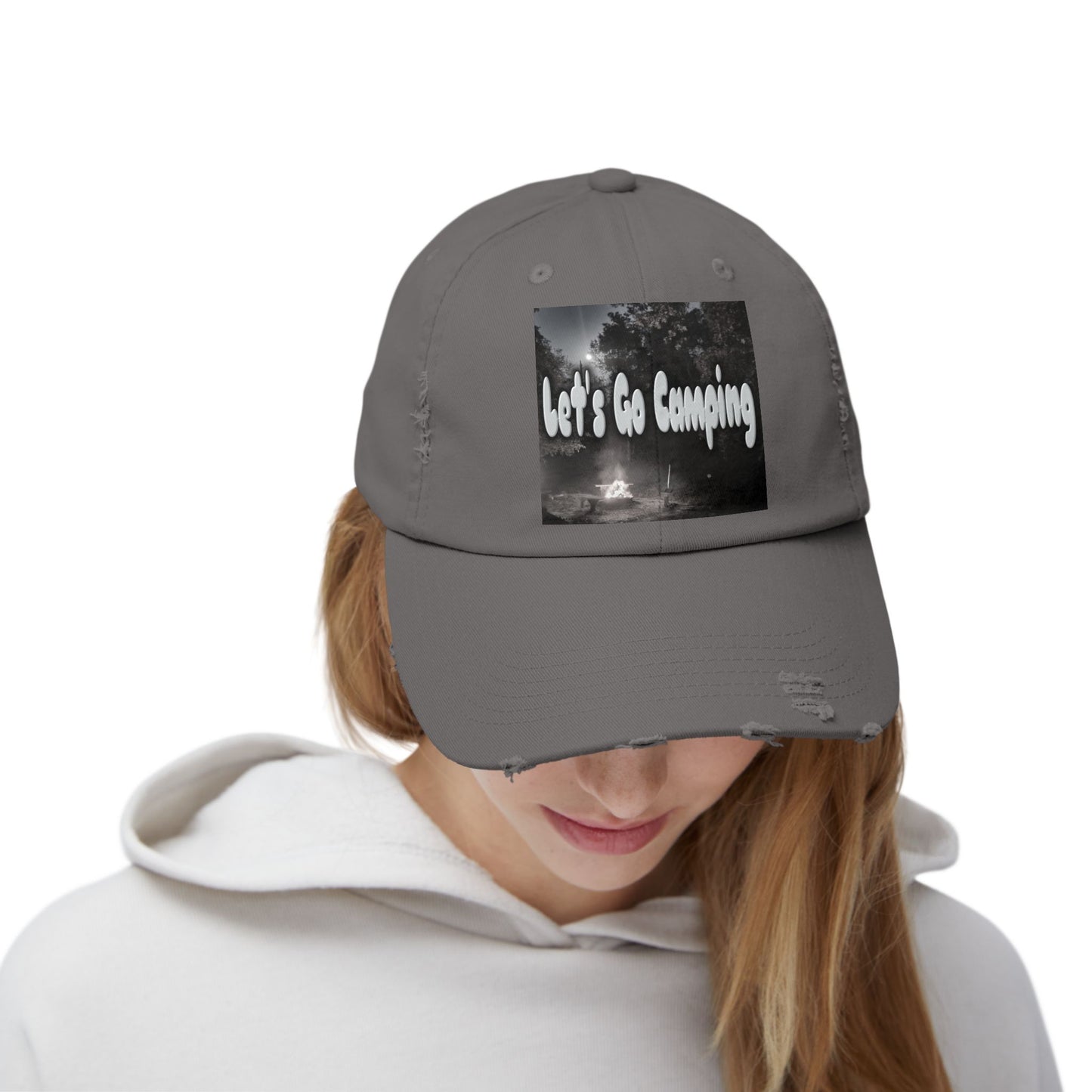 Let's Go Camping - Unisex Distressed Cap