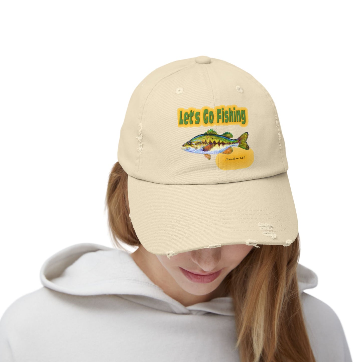 Let's Go Fishing - Unisex Distressed Cap