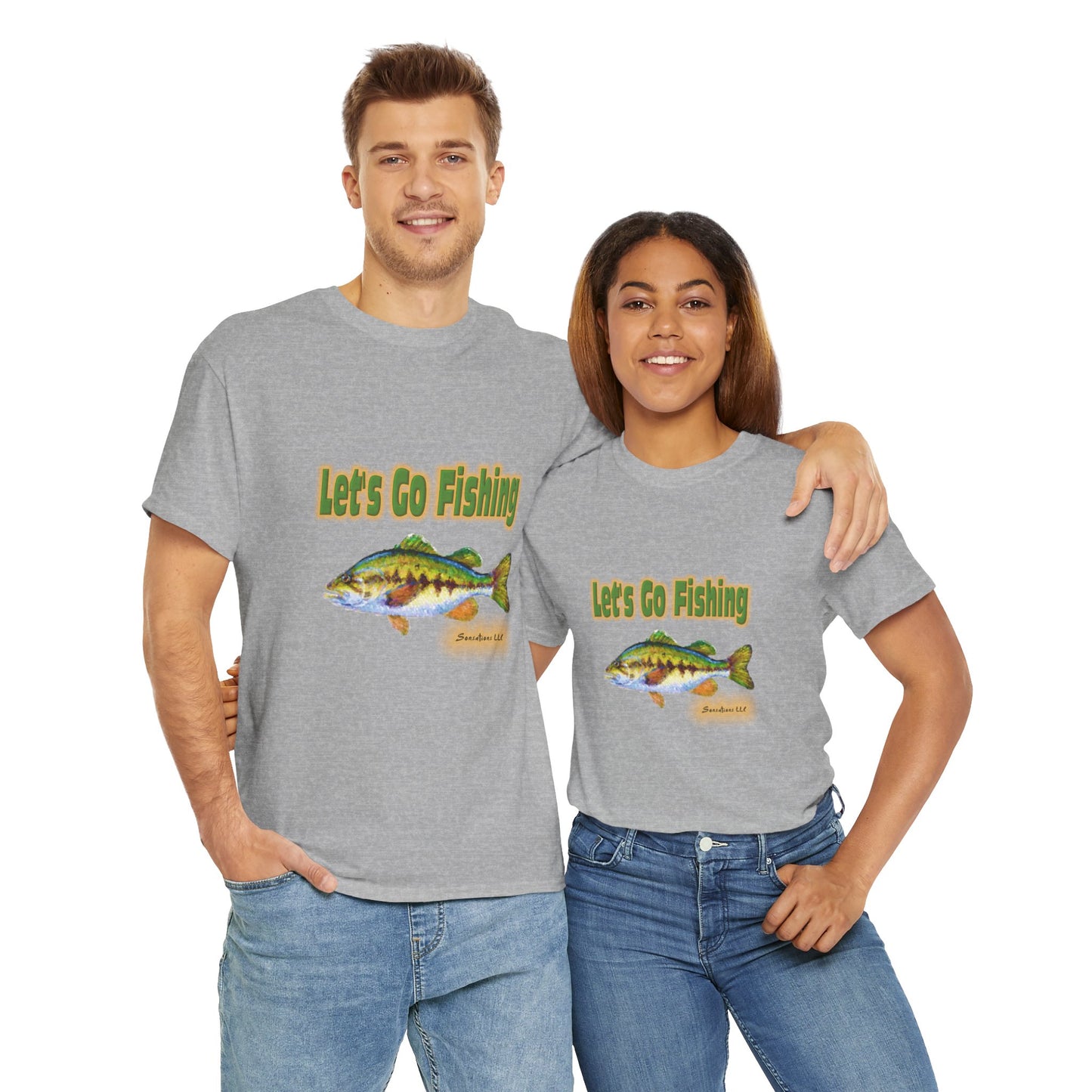 Let's Go Fishing - Unisex Heavy Cotton Tee