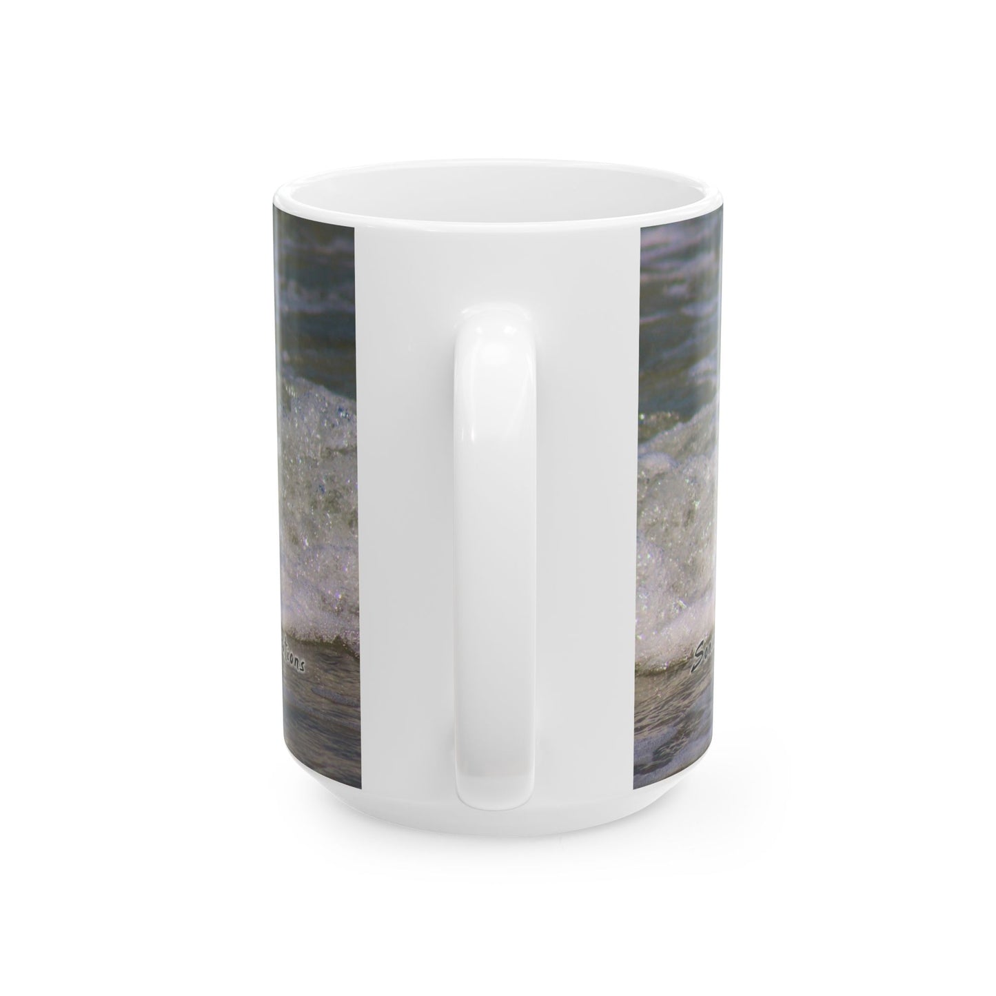 Coastal Sandpiper Ceramic Mug -15oz, Ocean Wave Design