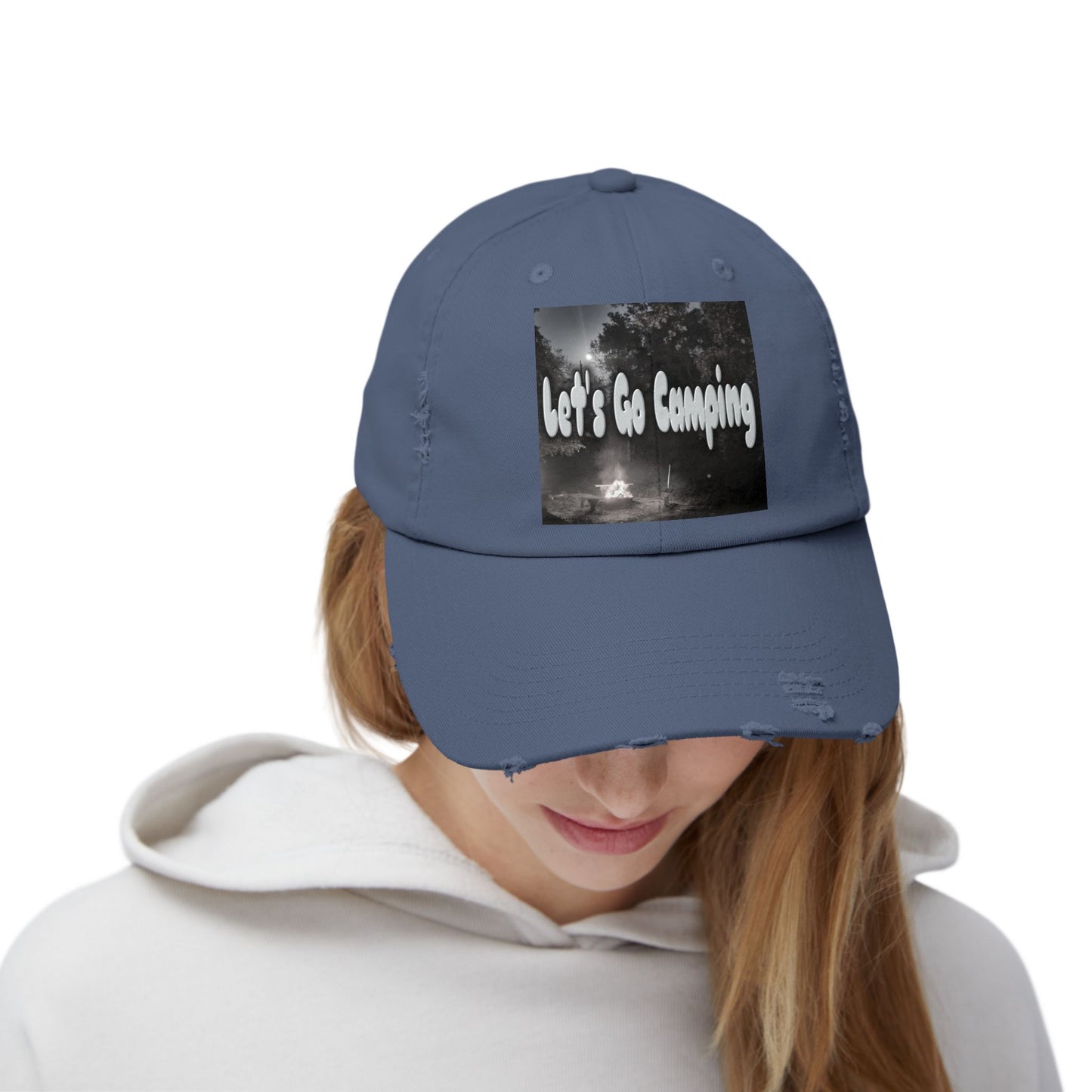 Let's Go Camping - Unisex Distressed Cap