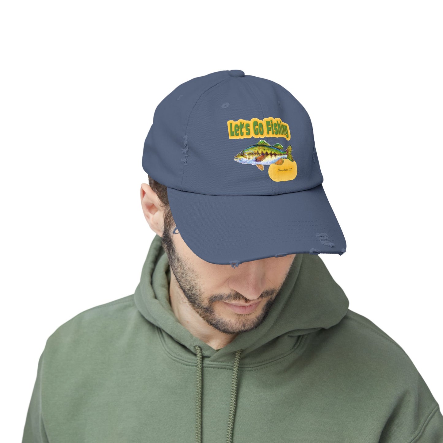 Let's Go Fishing - Unisex Distressed Cap