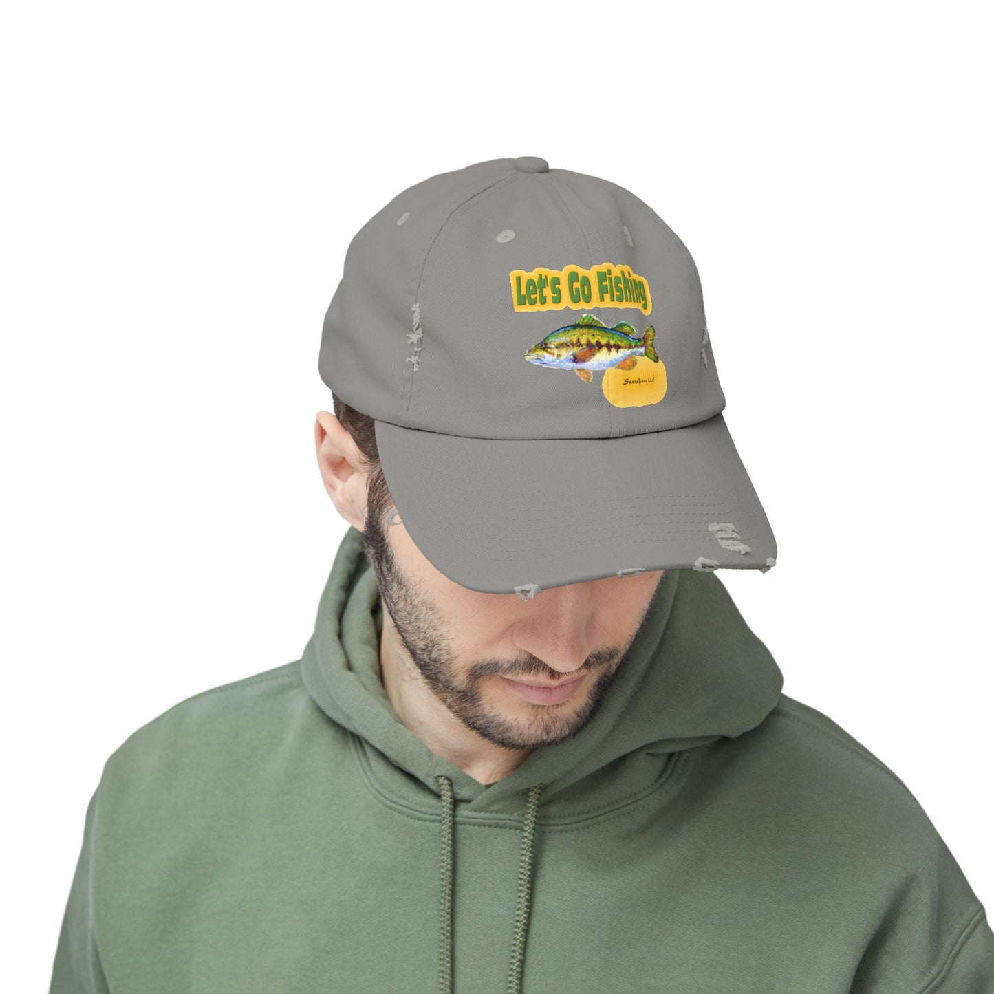 Let's Go Fishing - Unisex Distressed Cap