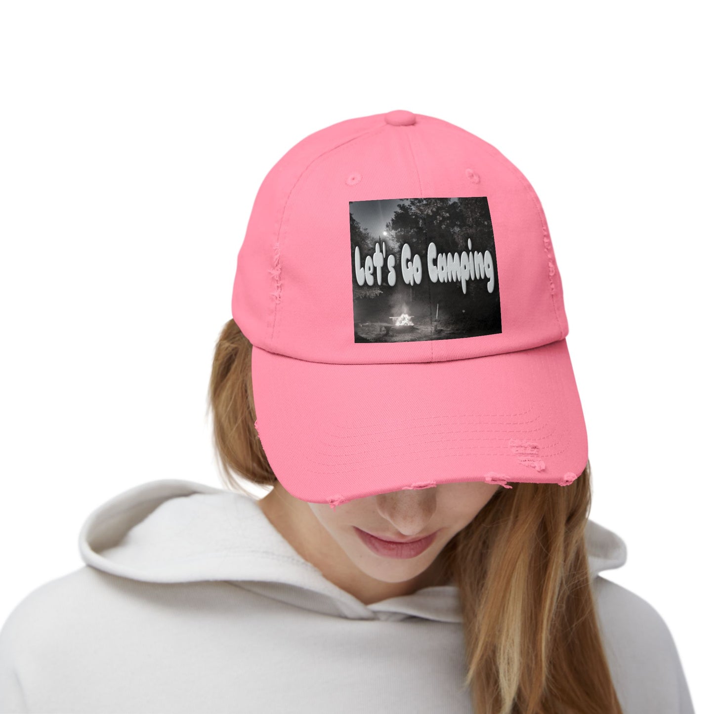 Let's Go Camping - Unisex Distressed Cap