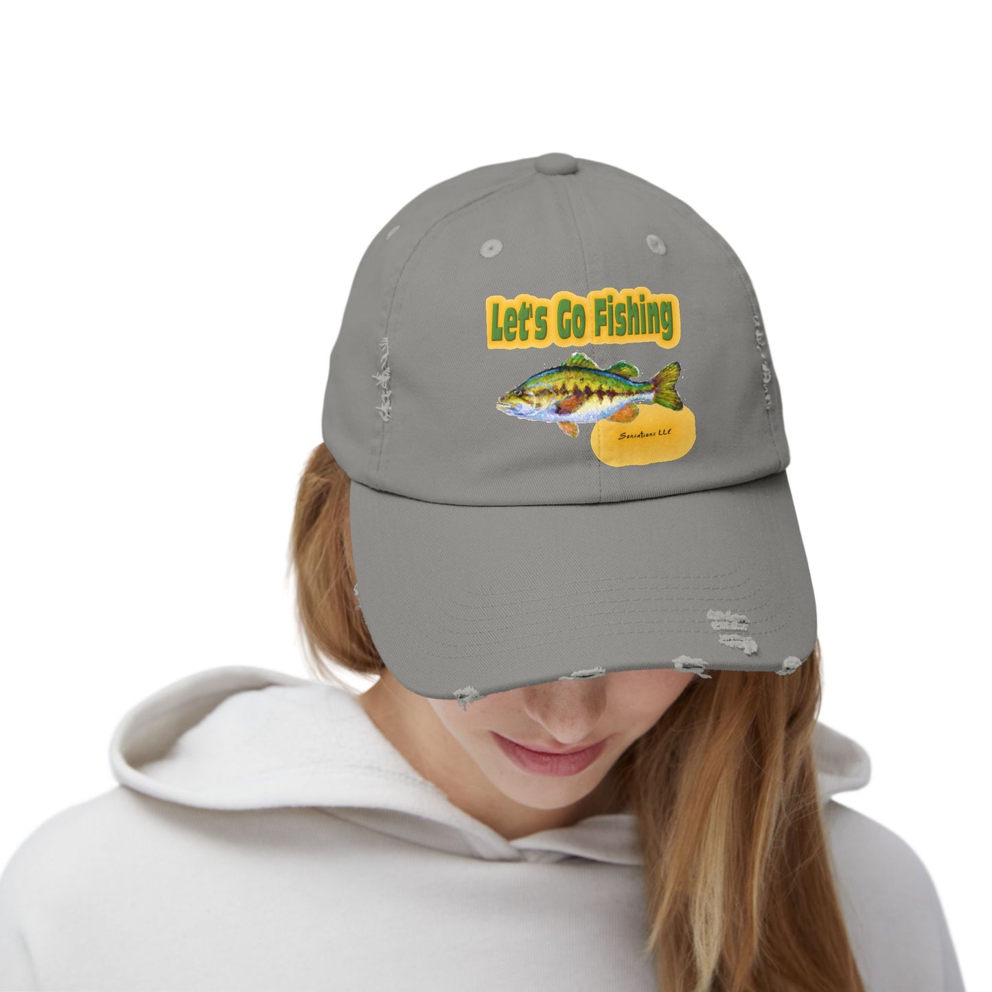 Let's Go Fishing - Unisex Distressed Cap