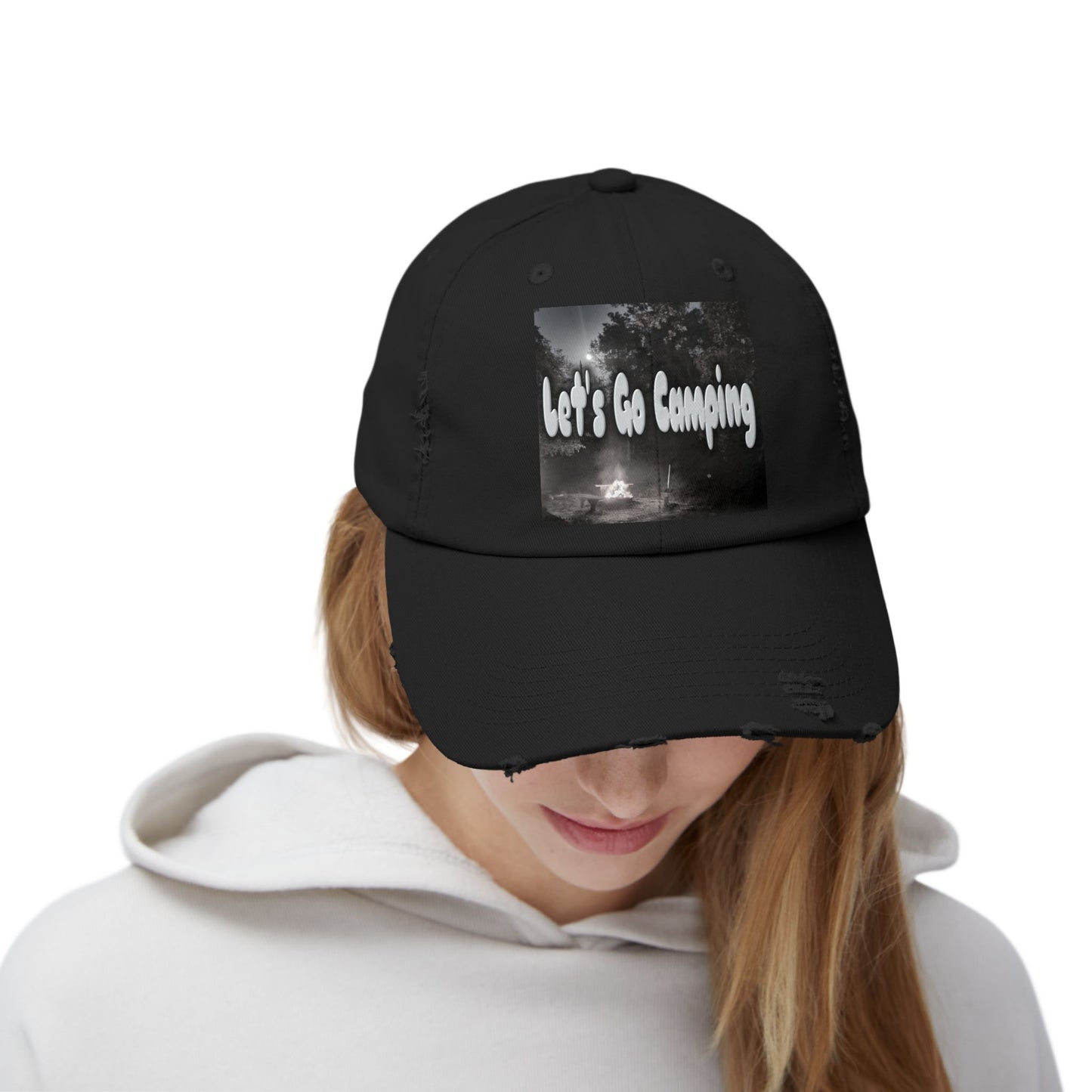 Let's Go Camping - Unisex Distressed Cap