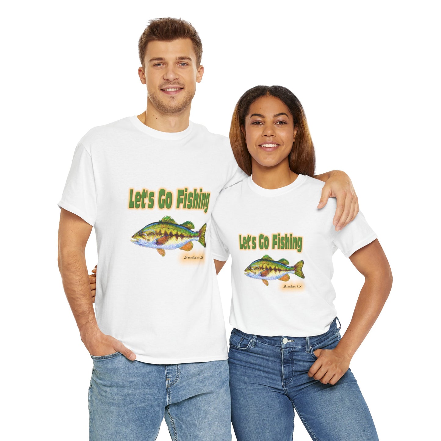 Let's Go Fishing - Unisex Heavy Cotton Tee