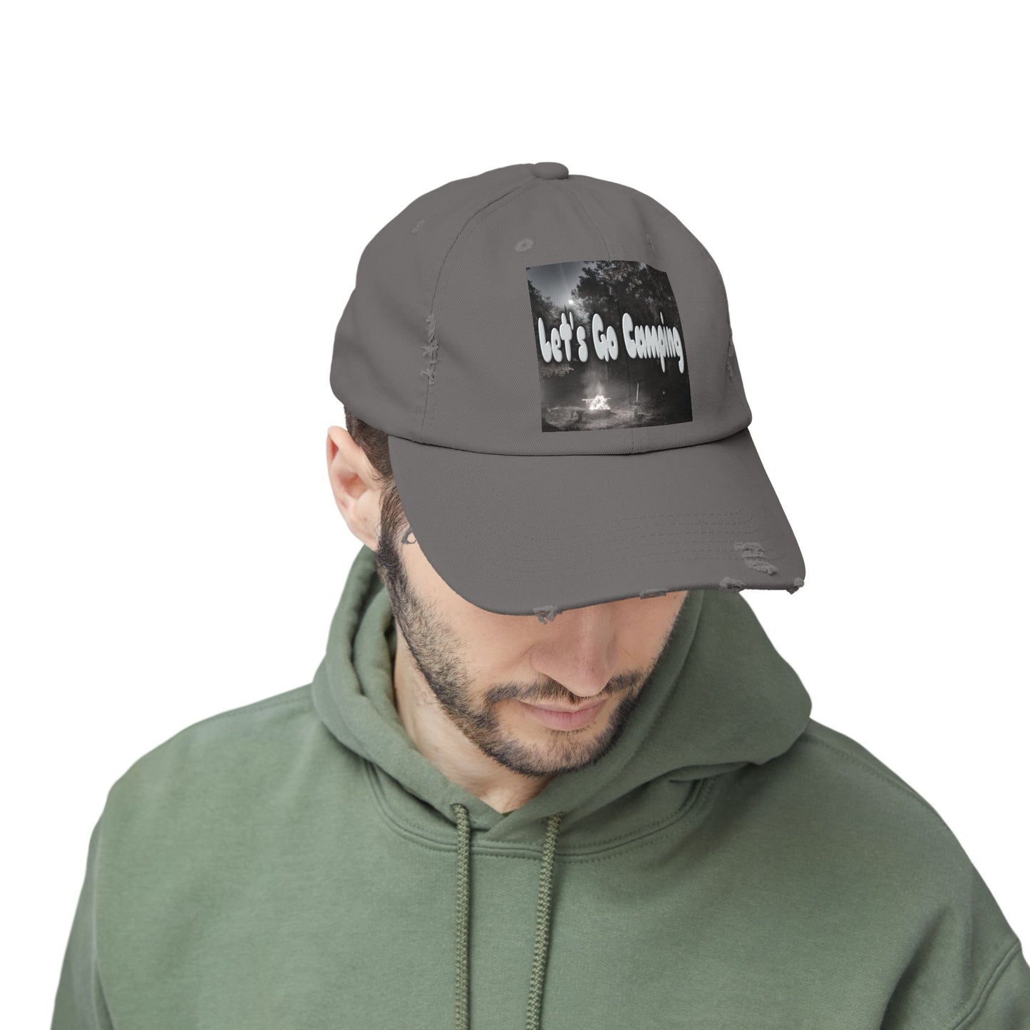 Let's Go Camping - Unisex Distressed Cap