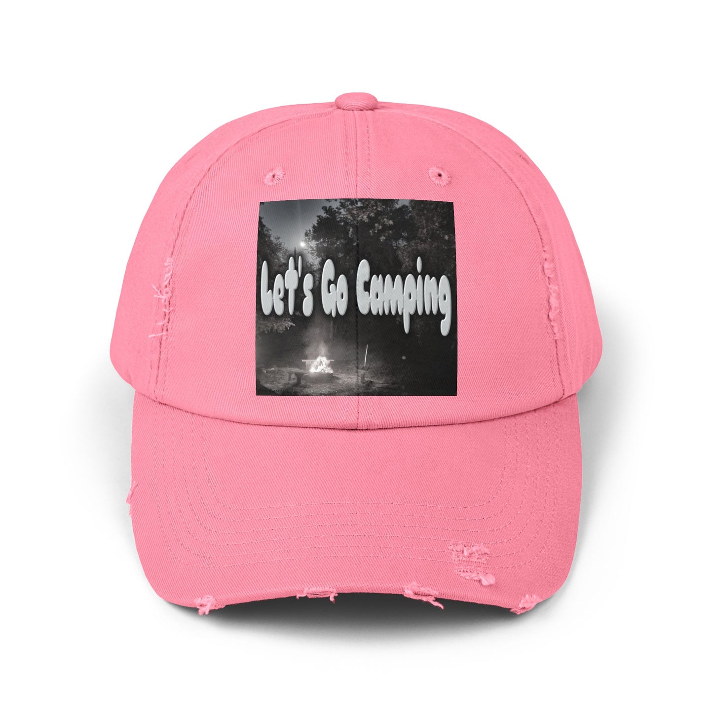 Let's Go Camping - Unisex Distressed Cap