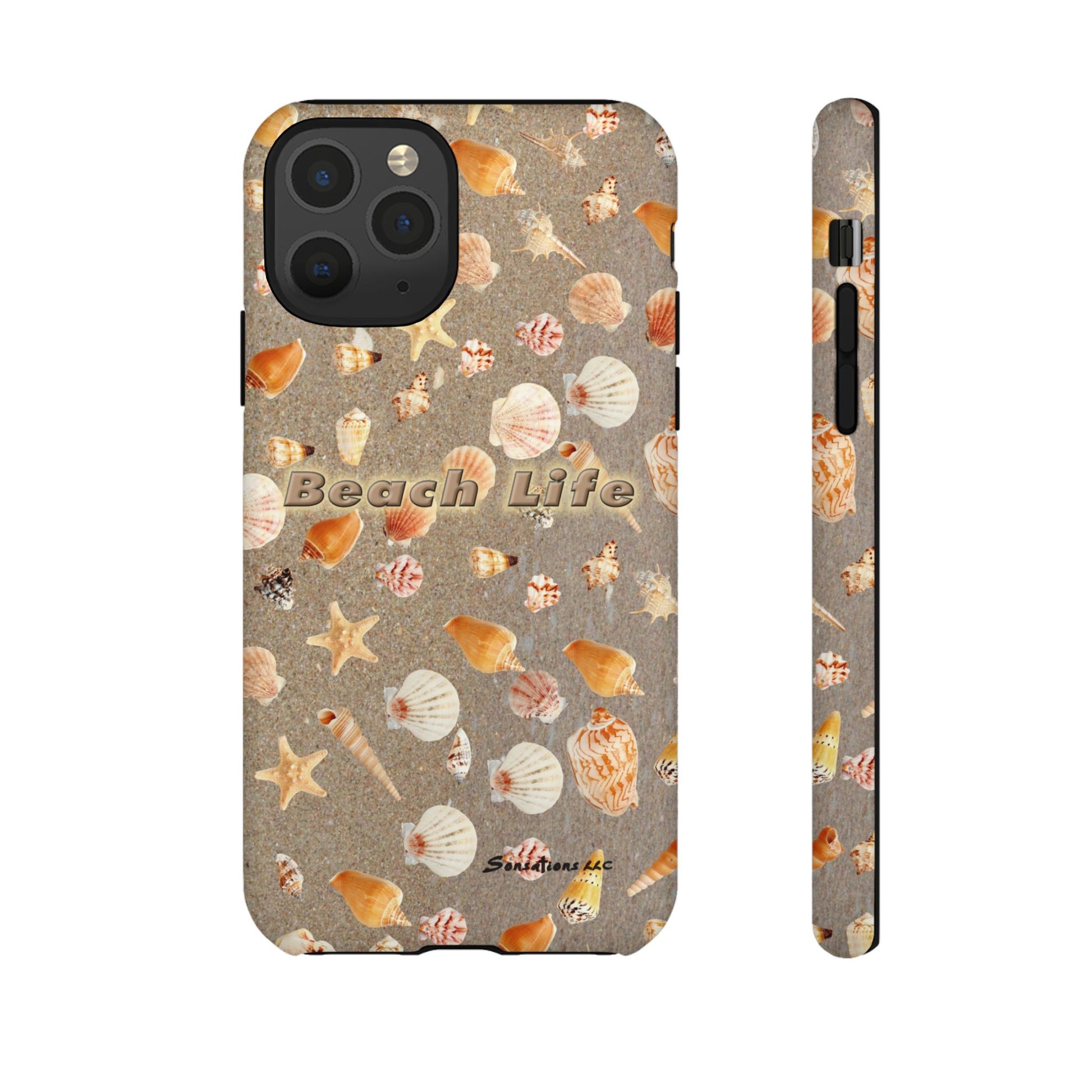 Beach Life phone cases featuring a shell pattern for a trendy coastal look