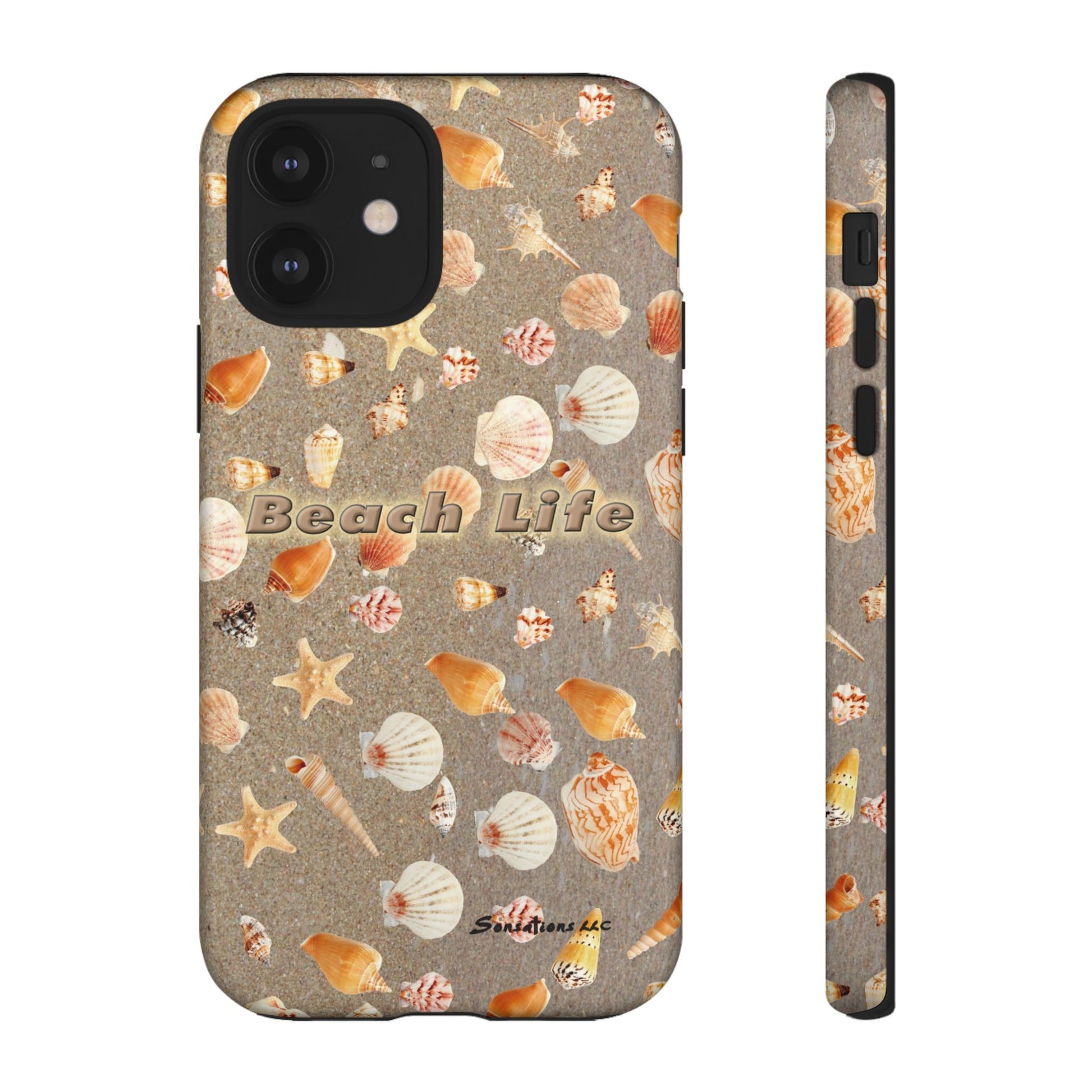 Beach Life phone cases featuring a colorful seashell design for summer vibes