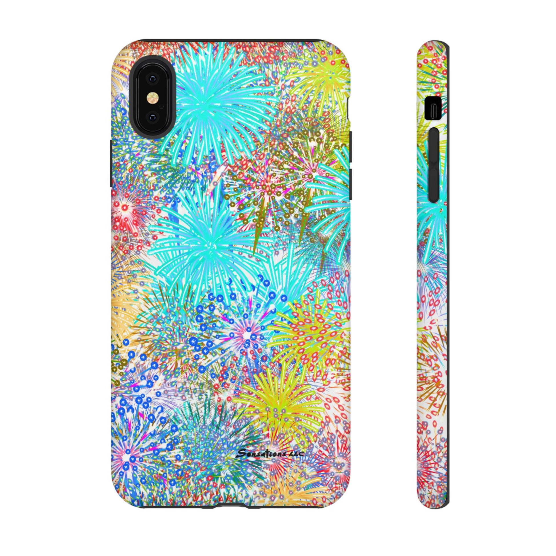 Colorful fireworks phone case with vibrant designs for a fun and unique phone accessory