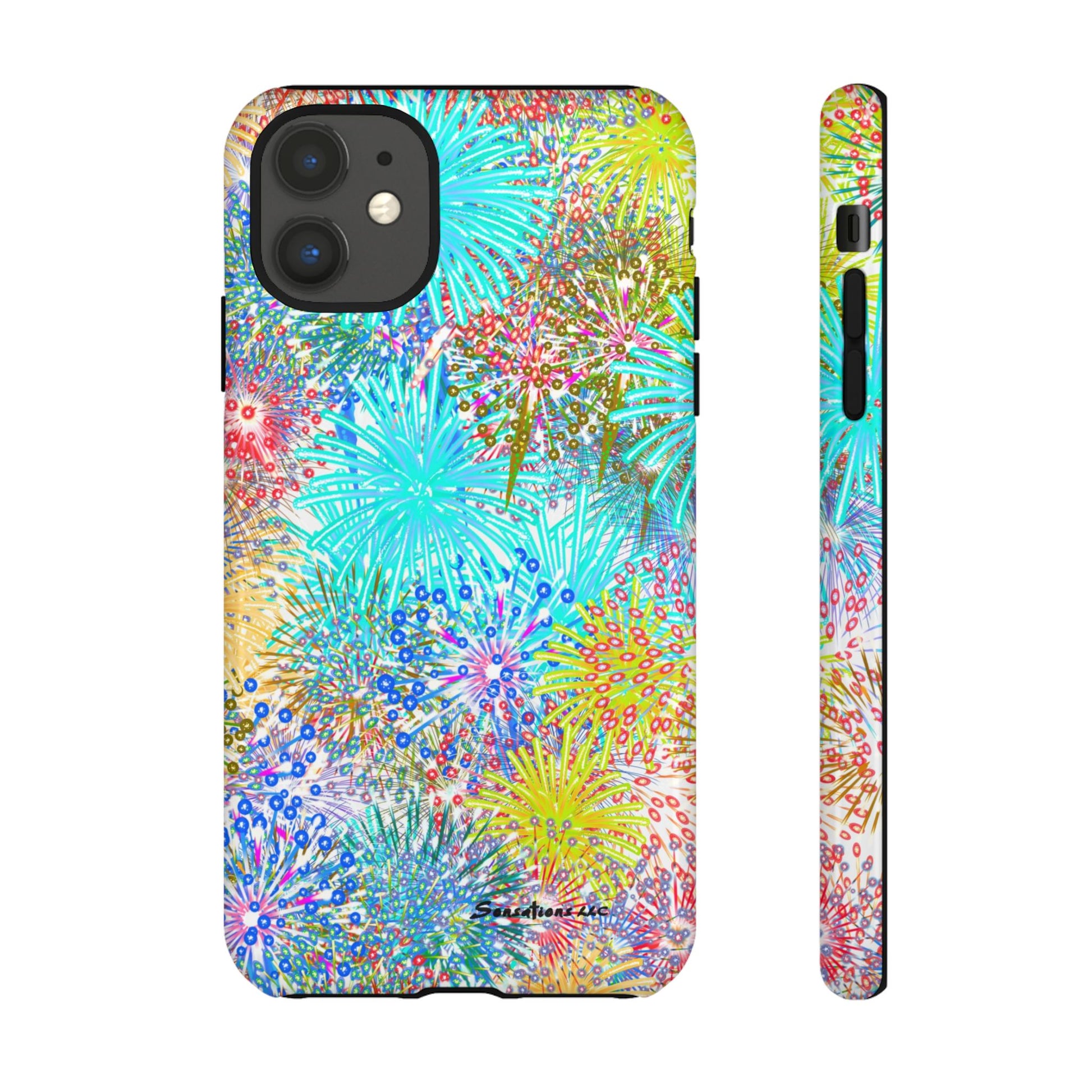 Colorful fireworks phone case featuring vibrant fireworks designs for a festive look