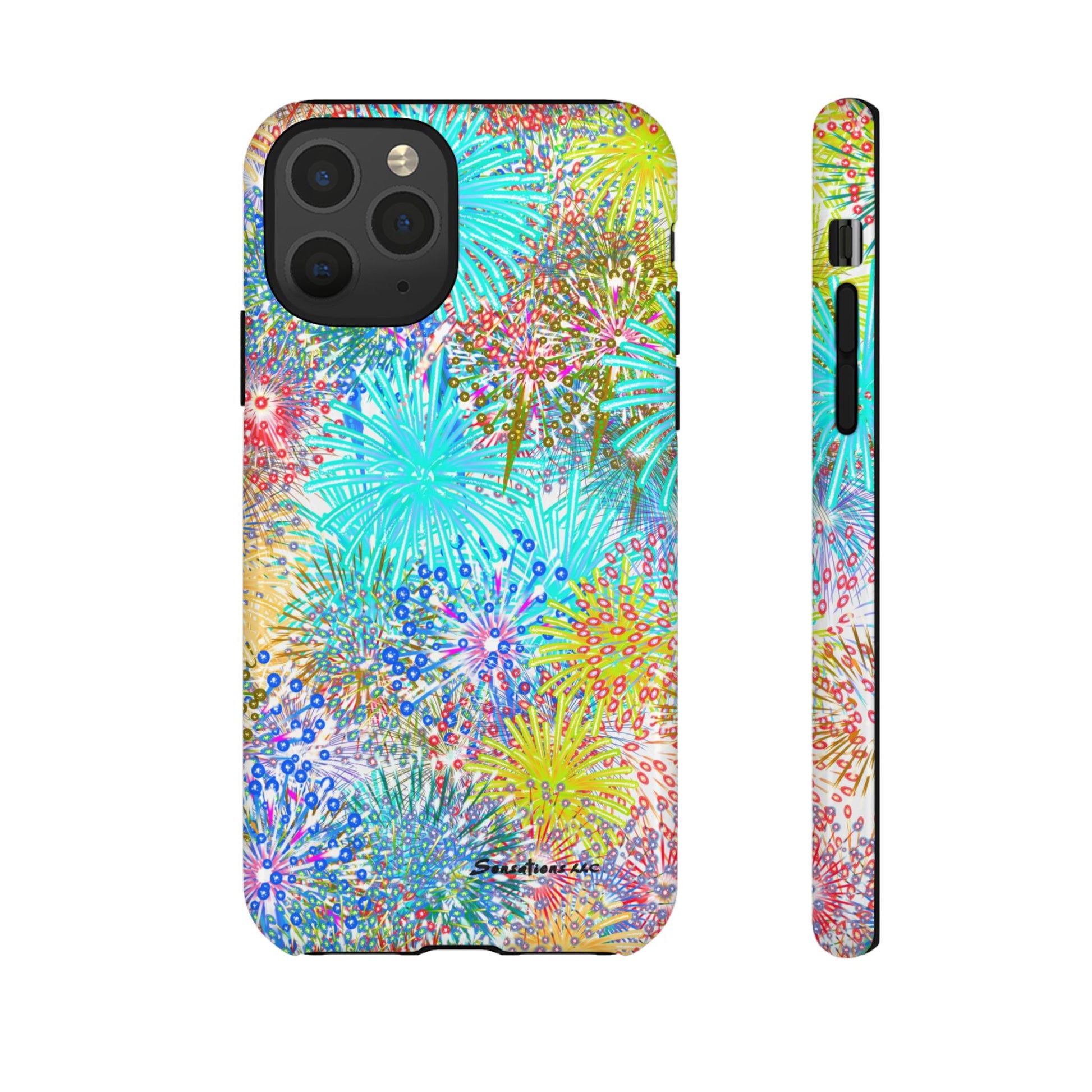 Colorful fireworks phone case with vibrant designs and durable material for protection