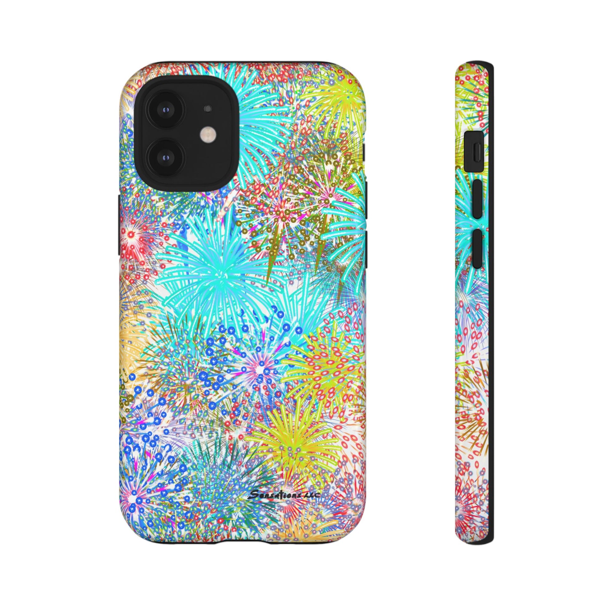 Colorful fireworks phone case featuring vibrant patterns and designs for stylish protection