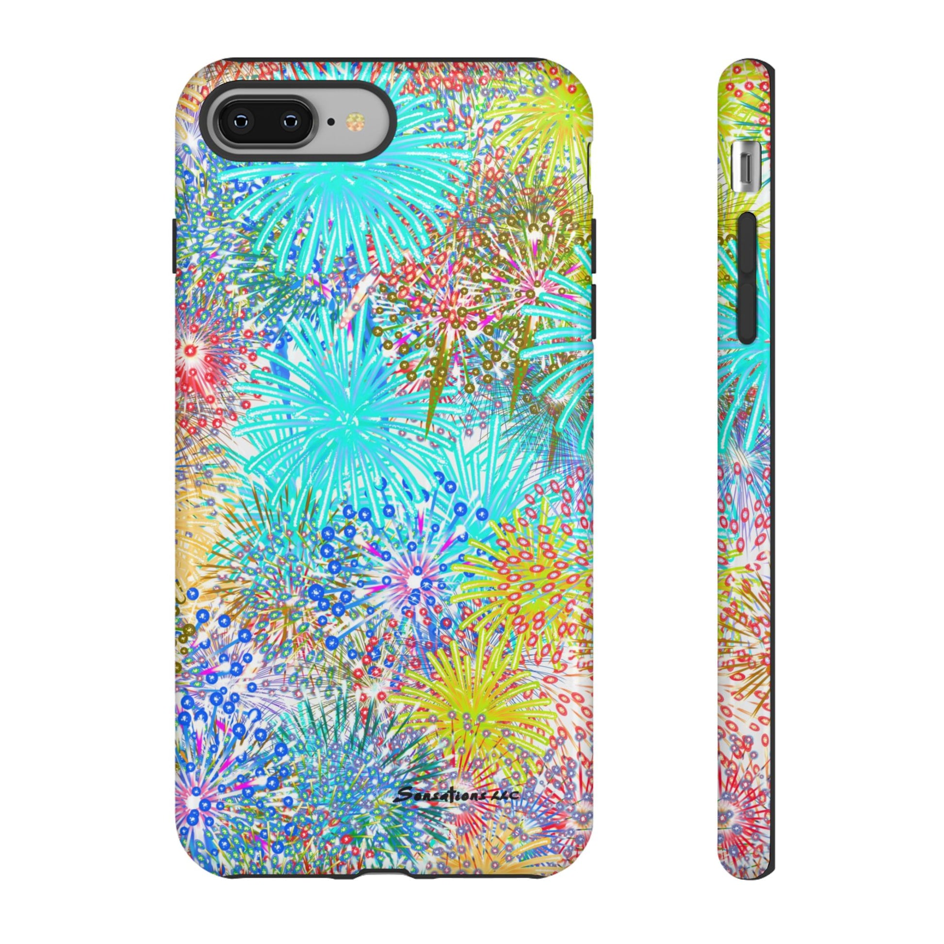 Colorful fireworks phone case with vibrant patterns and protective design for smartphones