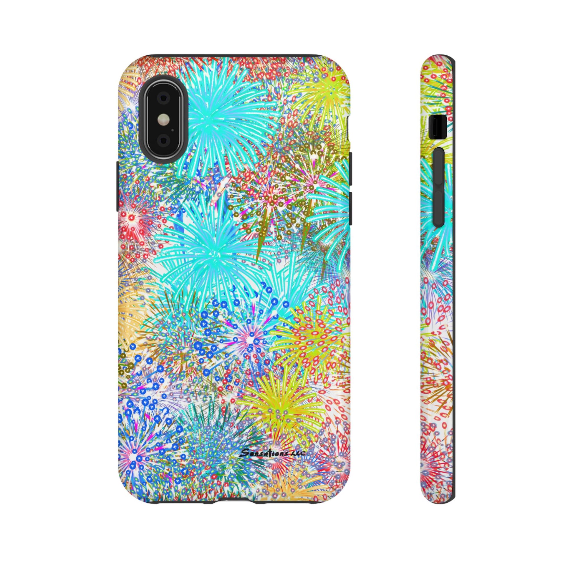 Colorful fireworks phone case with vibrant designs for a stylish and protective look