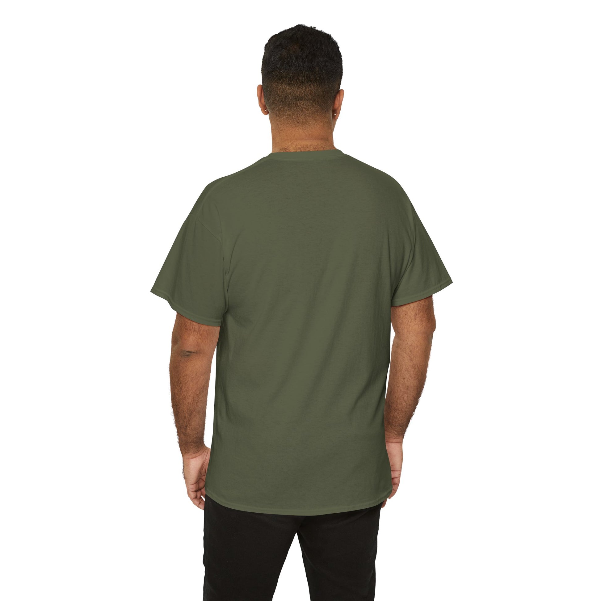 Heavy cotton fishing tee in olive green, featuring a comfortable relaxed fit and durable fabric