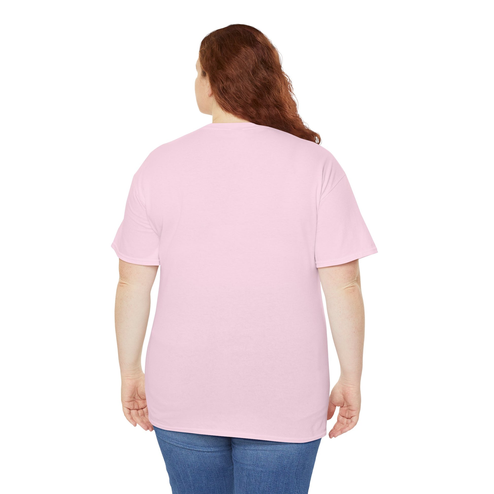 Back view of a pink t-shirt showcasing its comfortable fit, ideal for funny graphic t-shirts for gifts
