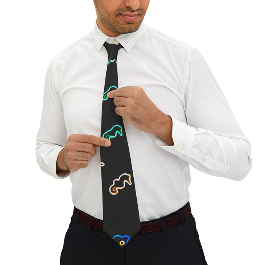 Stylish Printify inspirational necktie gift featuring colorful patterns on a black background