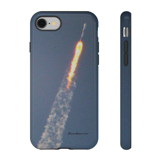 Falcon 9 phone case featuring a rocket launch design for space enthusiasts and protective style