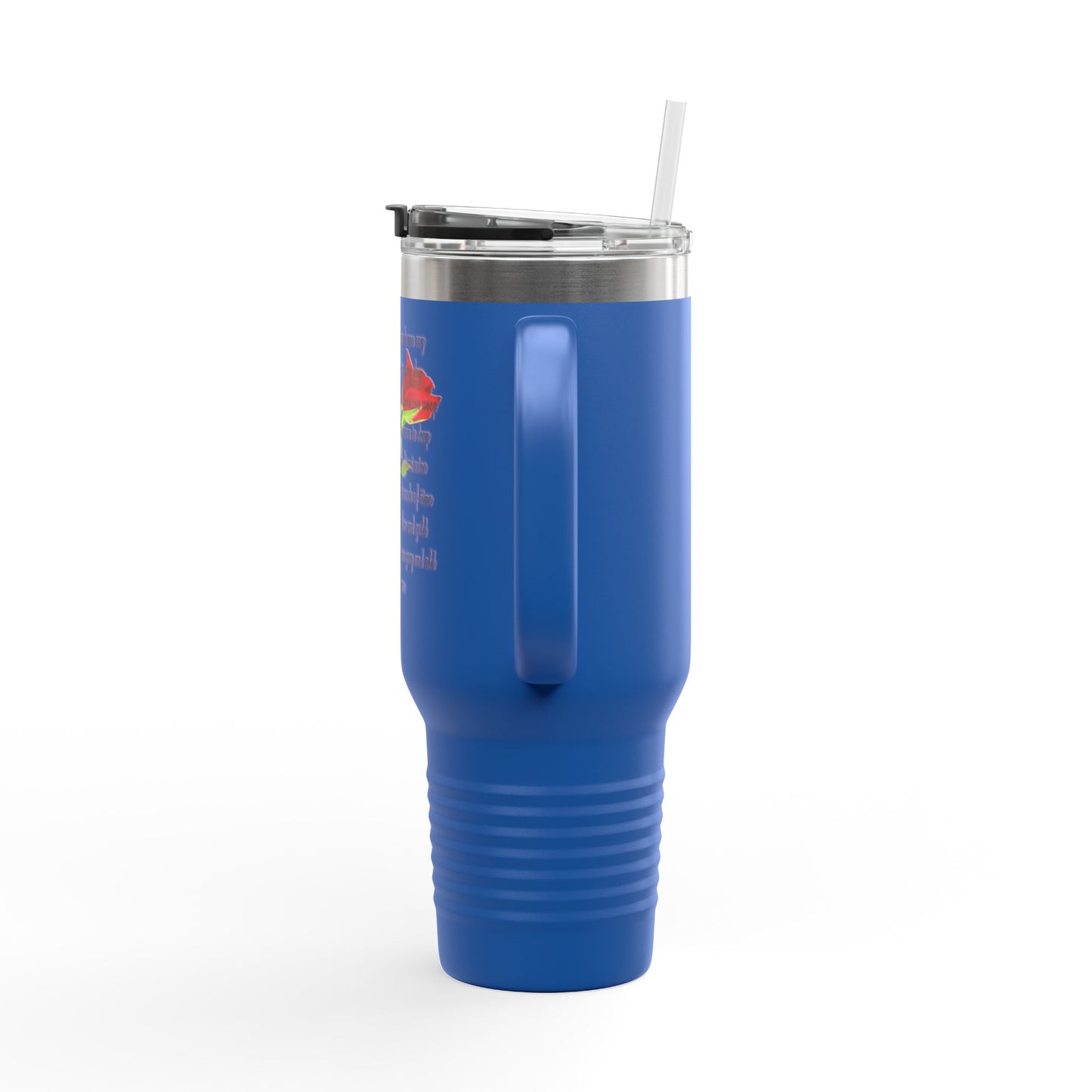 I Love You More travel mug in blue with a durable design and built-in straw for on-the-go hydration