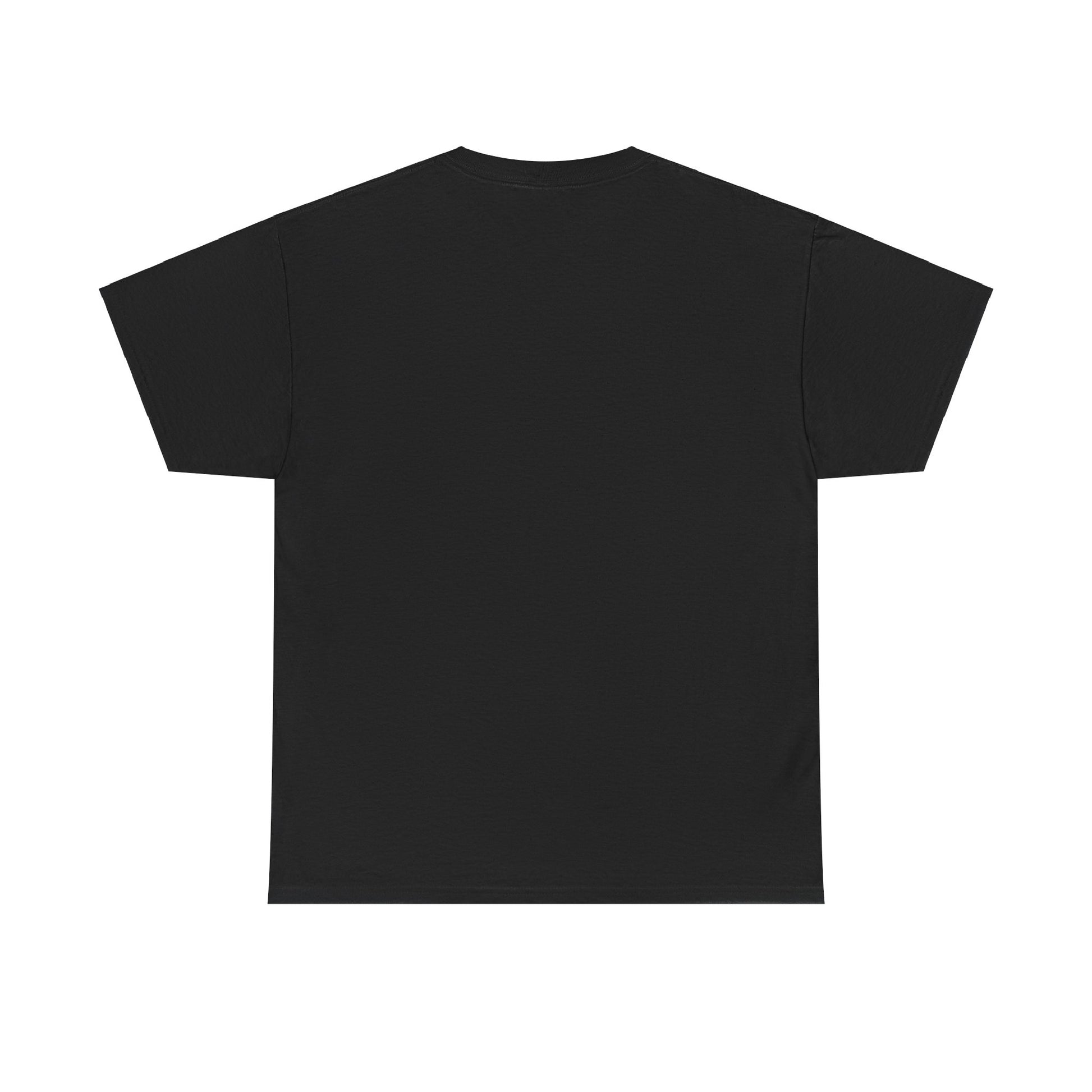 Back view of a black unisex camping t-shirt designed for outdoor enthusiasts