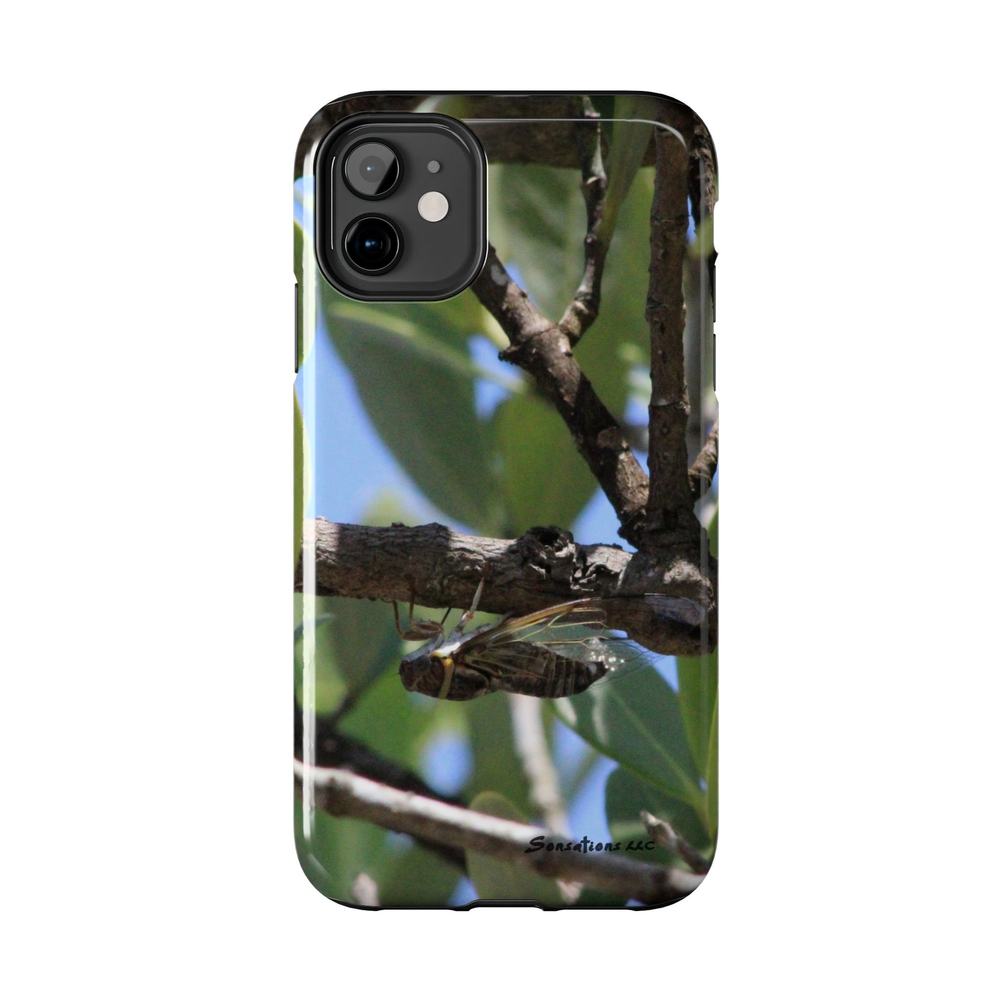 Rugged cicada phone case featuring a nature-inspired design with a realistic cicada image