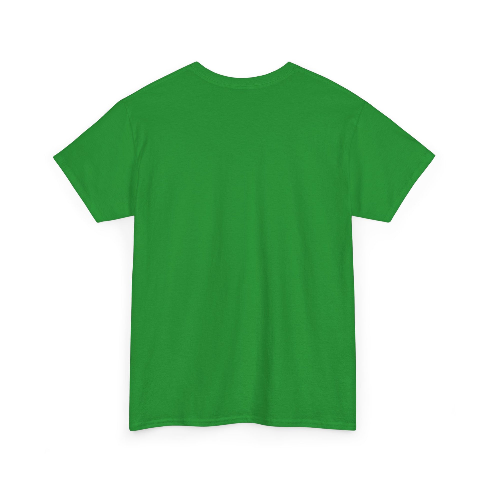 Back view of a vibrant green Wickerland Productions shirt in a classic T-shirt style